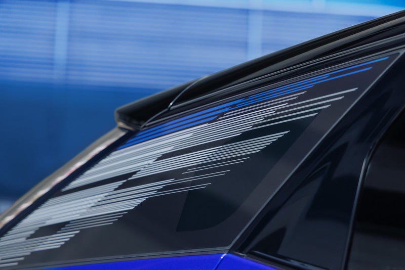 Close-up of the Modern Pattern on the 2026 OPTIQ-V Rear Quarter Glass | Schepel Cadillac in Merrillville IN